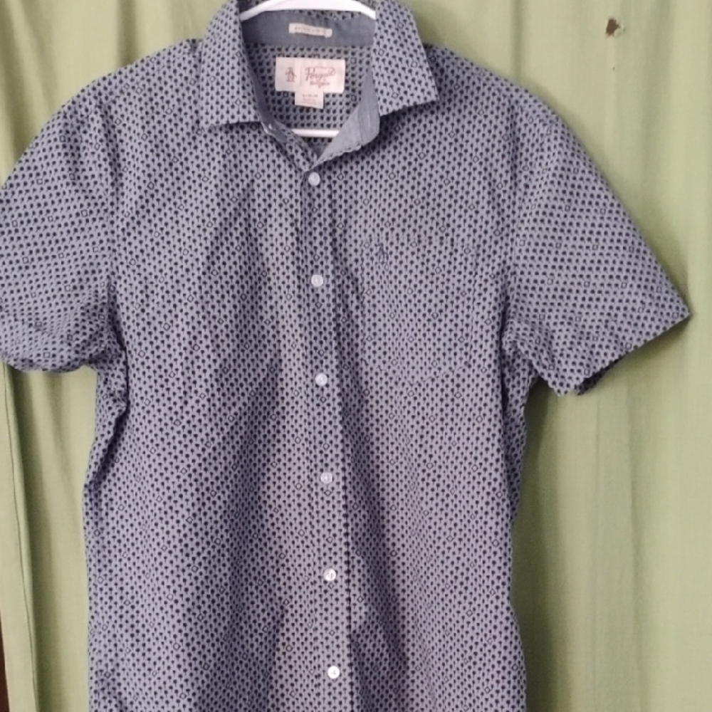 Men's Penguin Casual Button Down Shirt with Micro-Pattern